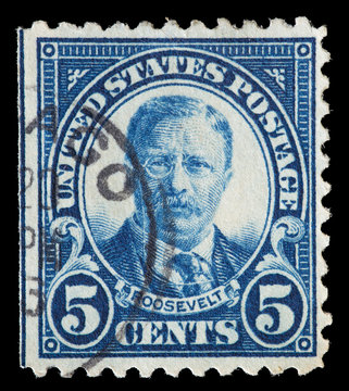 United States used postage stamp showing President Theodore Roosevelt