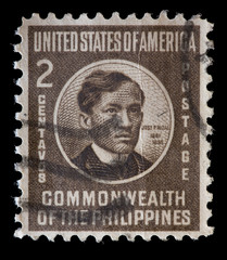 United States used postage stamp showing revolutionist Jose Rizal