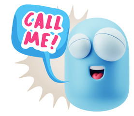 3d Illustration Laughing Character Emoji Expression saying Call
