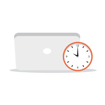 Clock and laptop icon