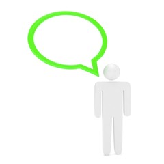 3d man with talk bubbles isolated over a white background. 3d rendering.