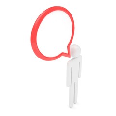 3d man with talk bubbles isolated over a white background. 3d rendering.