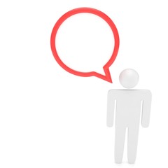 3d man with talk bubbles isolated over a white background. 3d rendering.