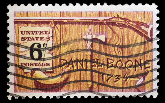United States used postage stamp commemorating explorer Daniel Boone