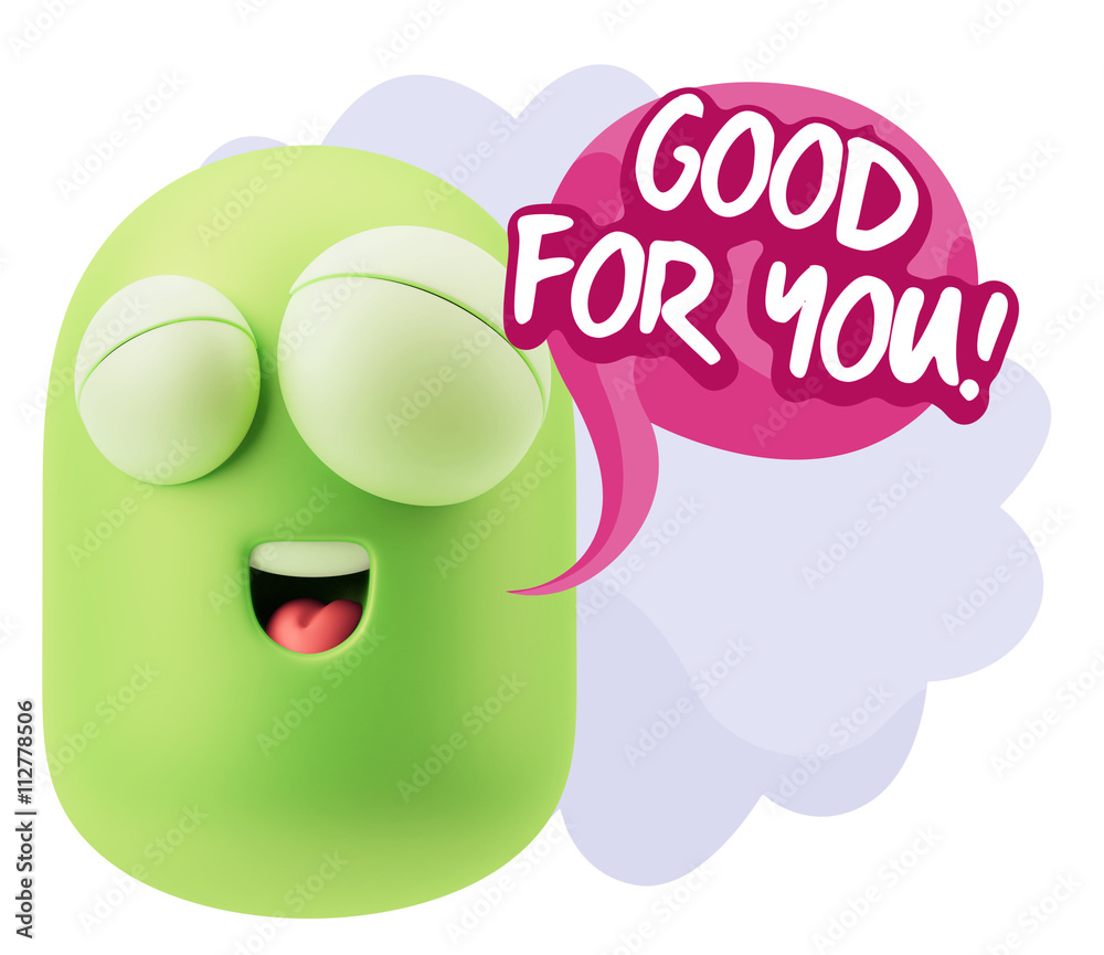 Fototapete 3d Rendering Smile Character Emoticon Expression saying Good For