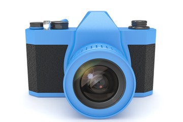 Retro camera isolated on white background. 3d rendering.