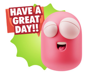 3d Rendering Smile Character Emoticon Expression saying Have A G