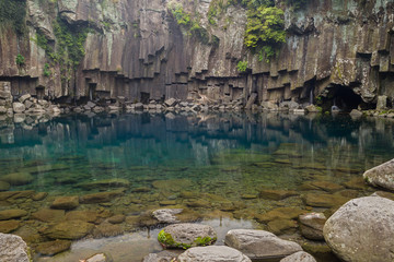 First tier of the Cheonjeyeon Falls on Jeju Island in South Korea.