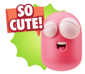 3d Illustration Laughing Character Emoji Expression saying So Cu