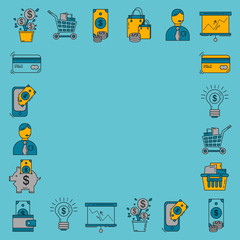 Vector set of business and finance Bank Internet shopping Payments