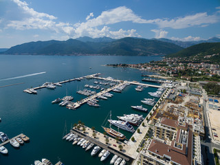 Fototapeta na wymiar Aerial view of Porto Montenegro. Tivat city.