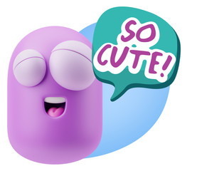 3d Illustration Laughing Character Emoji Expression saying So Cu