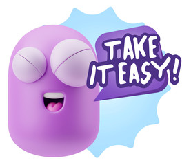3d Illustration Laughing Character Emoji Expression saying Take