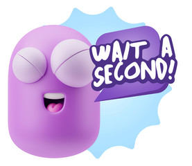 3d Illustration Laughing Character Emoji Expression saying Wait
