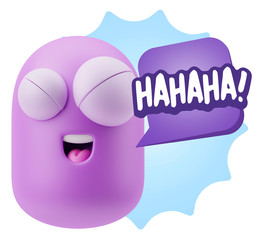 3d Illustration Laughing Character Emoji Expression saying Hahah