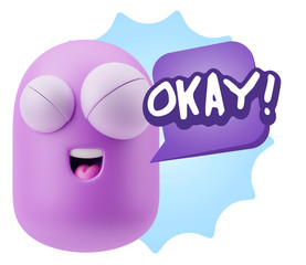 3d Illustration Laughing Character Emoji Expression saying Okay