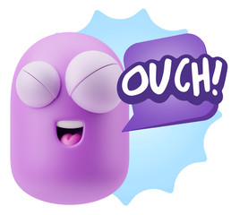 3d Illustration Laughing Character Emoji Expression saying Ouch