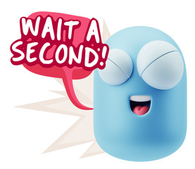 3d Illustration Laughing Character Emoji Expression saying Wait