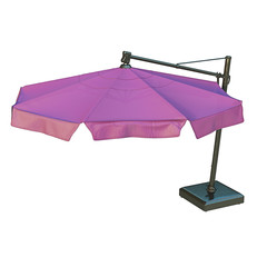 Purple modern beach umbrella for rest. 3D graphic