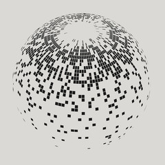 Vector sphere with squares. Illustration of abstract sphere with black squares. Background design for banner, poster, flyer.