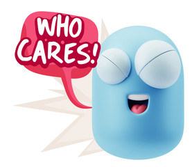 3d Illustration Laughing Character Emoji Expression saying Who C