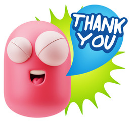 3d Illustration Laughing Character Emoji Expression saying Thank