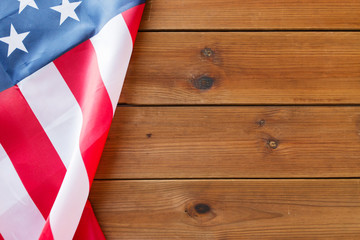 close up of american flag on wooden boards