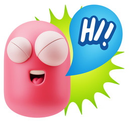 3d Illustration Laughing Character Emoji Expression saying Hi wi
