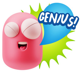 3d Illustration Laughing Character Emoji Expression saying Geniu