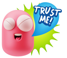 3d Illustration Laughing Character Emoji Expression saying Trust