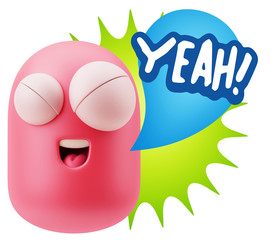 3d Illustration Laughing Character Emoji Expression saying Yeah