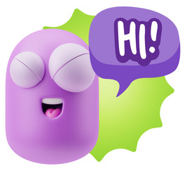 3d Illustration Laughing Character Emoji Expression saying Hi wi