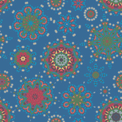 Ethnic pattern in pastel color with stylized flowers