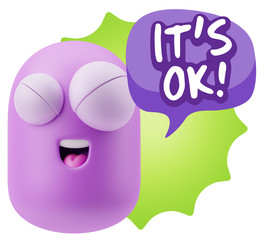 3d Illustration Laughing Character Emoji Expression saying It's