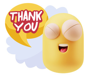 3d Illustration Laughing Character Emoji Expression saying Thank