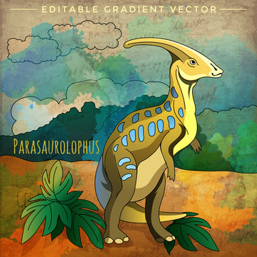 Dinosaur in the habitat. Vector Illustration Of Parasauroloph
