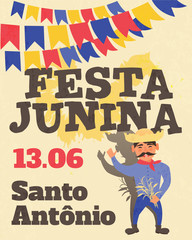 Festa Junina illustration - traditional Brazil June festival party. Vector illustration. Latin American holiday.
