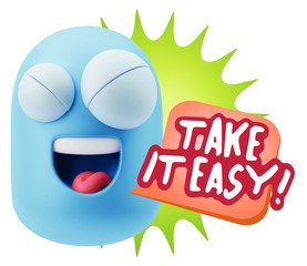 3d Illustration Laughing Character Emoji Expression saying Take