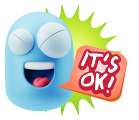 3d Illustration Laughing Character Emoji Expression saying It's