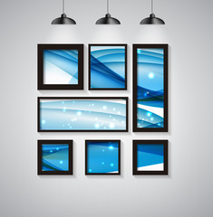 Abstract Gallery Background with Frame and Beautiful Wave. Vecto
