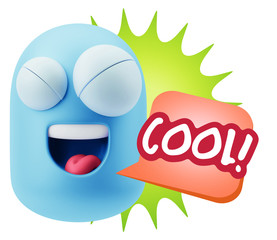 3d Illustration Laughing Character Emoji Expression saying Cool