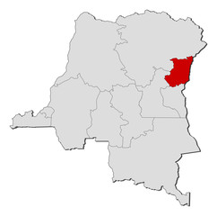 Obraz premium Map - Democratic Republic of the Congo, North Kivu