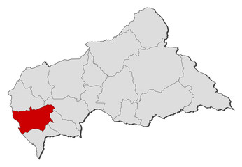 Obraz premium Map - Central African Republic, Mambéré-Kadéï