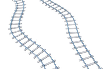 Railroads aerial view isolated on white background. 3d illustration