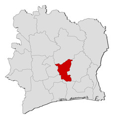 Map - Ivory Coast, Lacs