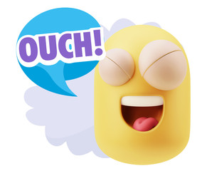 3d Illustration Laughing Character Emoji Expression saying Ouch
