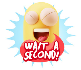 3d Illustration Laughing Character Emoji Expression saying Wait