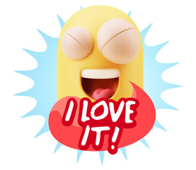 3d Rendering Smile Character Emoticon Expression saying I Love I