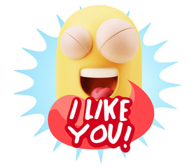 3d Illustration Laughing Character Emoji Expression saying I Lik