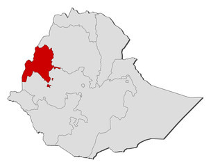 Fototapeta premium Map - Ethiopia, Benishangul-Gumuz